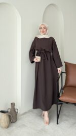 Esil Tensel Elbise - Kahve  ( Ön sipariştir )