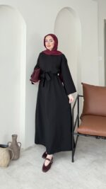 Esil Tensel Elbise - Siyah