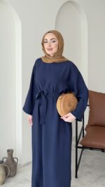 Esil Tensel Elbise - Lacivert - Görsel 3