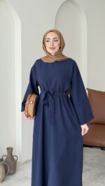 Esil Tensel Elbise - Lacivert - Görsel 4