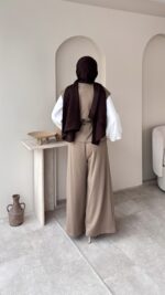 Calm Yelekli Takım - Vizon - Görsel 4