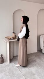 Calm Yelekli Takım - Vizon - Görsel 3