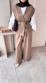 Calm Yelekli Takım - Vizon - Görsel 2