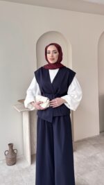 Calm Yelekli Takım - Lacivert - Görsel 3