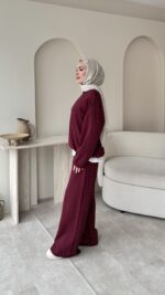 Glow Taşlı  Takım Bordo - Görsel 4