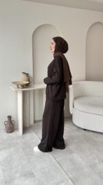 Glow Taşlı Takım - Kahverengi - Görsel 4