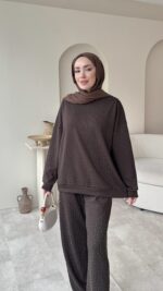 Glow Taşlı Takım - Kahverengi - Görsel 2