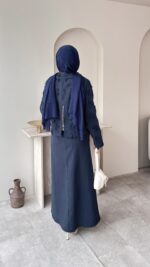 Velvet Jileli Ceket Takım - Lacivert - Görsel 4