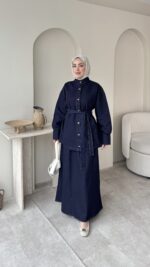 Aura Etekli Kot Takım - Koyu Lacivert