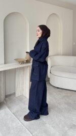 Olivia Kuşaklı Kot Takım - Koyu Lacivert - Görsel 3