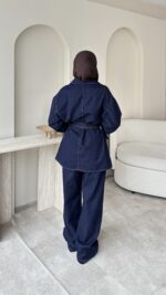 Olivia Kuşaklı Kot Takım - Koyu Lacivert - Görsel 5