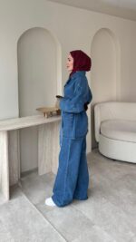 Olivia Kuşaklı Kot Takım - Mavi - Görsel 3