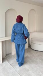 Olivia Kuşaklı Kot Takım - Lacivert - Görsel 4