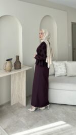 Wool Yandan Büzgülü Takım - Bordo - Görsel 4