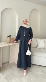 Wool Yandan Büzgülü Takım - Lacivert