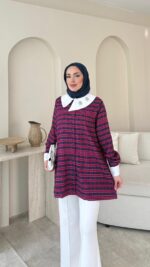 Vintage Ekose Detaylı Gömlek - Pembe - Görsel 2