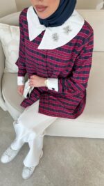 Vintage Ekose Detaylı Gömlek - Pembe - Görsel 3