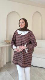 Vintage Ekose Detaylı Gömlek - Kahverengi - Görsel 2