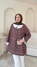 Vintage Ekose Detaylı Gömlek - Kahverengi - Görsel 3