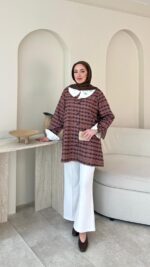 Vintage Ekose Detaylı Gömlek - Kahverengi