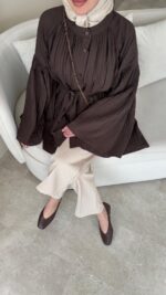 Luxe Piliseli Gömlek - Kahverengi - Görsel 6