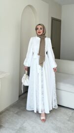 Loom Çiçek Desen Elbise - Beyaz (Ön Sipariştir Salı Kargolanacak) - Görsel 7