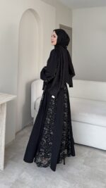 Loom Çiçek Desen Elbise - Siyah (Ön Sipariştir Salı Kargolanacak) - Görsel 2