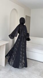 Loom Çiçek Desen Elbise - Siyah (Ön Sipariştir Salı Kargolanacak) - Görsel 5