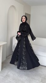 Loom Çiçek Desen Elbise - Siyah (Ön Sipariştir Salı Kargolanacak) - Görsel 6