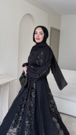 Loom Çiçek Desen Elbise - Siyah (Ön Sipariştir Salı Kargolanacak) - Görsel 8