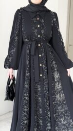 Loom Çiçek Desen Elbise - Siyah (Ön Sipariştir Salı Kargolanacak) - Görsel 9