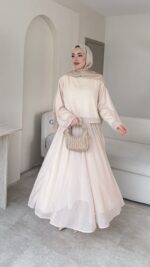 Balm İnci İşlemeli Takım - Vizon - Görsel 2