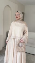 Balm İnci İşlemeli Takım - Vizon - Görsel 4