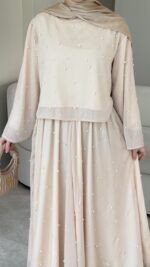 Balm İnci İşlemeli Takım - Vizon - Görsel 6