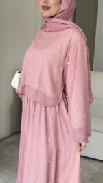 Balm İnci İşlemeli Takım - Pembe - Görsel 3