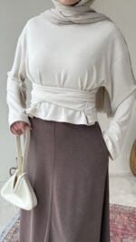 Moss Bağlamalı Bluz - Taş - Görsel 2