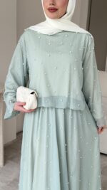 Balm İnci İşlemeli Takım - Mint Yeşil - Görsel 3