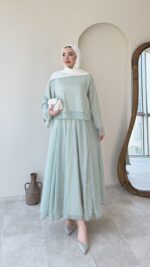 Balm İnci İşlemeli Takım - Mint Yeşil