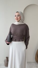 Moss Bağlamalı Bluz - Kahverengi