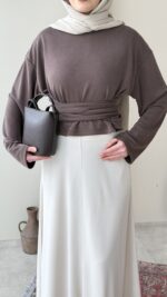 Moss Bağlamalı Bluz - Kahverengi - Görsel 2