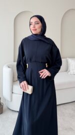 Meyla Gold Detaylı Elbise - Lacivert ( ön sipariş ) - Görsel 3