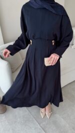 Meyla Gold Detaylı Elbise - Lacivert ( ön sipariş ) - Görsel 4