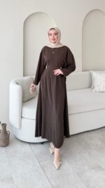 Meyla Gold Detaylı Elbise - Kahverengi - Görsel 2