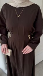 Meyla Gold Detaylı Elbise - Kahverengi - Görsel 6