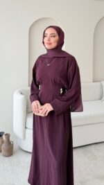 Meyla Gold Detaylı Elbise - Bordo - Görsel 5