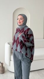 Baklava Desen Triko Kazak - Antrasit