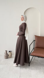 Liora Pensli Scuba Elbise - Acı Kahve - Görsel 2