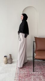 Sayle Detaylı Palazzo Pantalon – Taş - Görsel 4