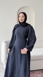 Talya Bağlama Detaylı Elbise – Lacivert - Görsel 3