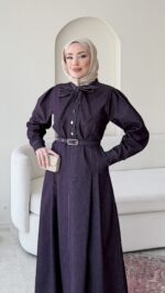 Vione Denim Elbise - Mürdüm - Görsel 2